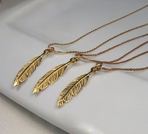 Gold plated feather necklace set of 3 for sisters, best friends or bridesmaids