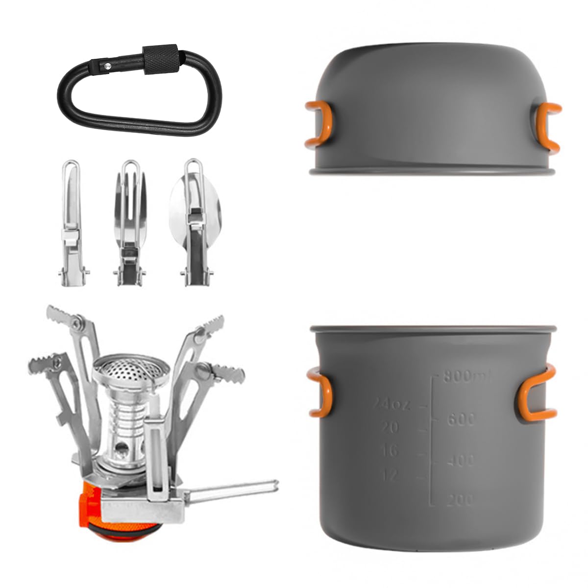 ZONADAH Outdoor Camping picnic Tableware Kit 1-2 People Camping Cookware Stove Ultralight Camping Cooking Utensils Outdoor Tableware Pot Camping Equipment Supplies