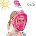 Usnork Full Face Snorkel Mask for Kids and Adults - Snorkel Set with 4 Bonus Items - Anti-Fog and Anti-Leak Easybreath Snorkeling Gear - Dive Scuba Mask with 180 Panoramic View (Pink Kids, X-Small)