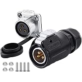 CNLINKO LP20 Series Waterproof Connector, IP68 Power Connector 3pin m20 Male and Female Circular Connector LED Outdoor Lighting Power Connector Quick Fast Locking (3 pin)