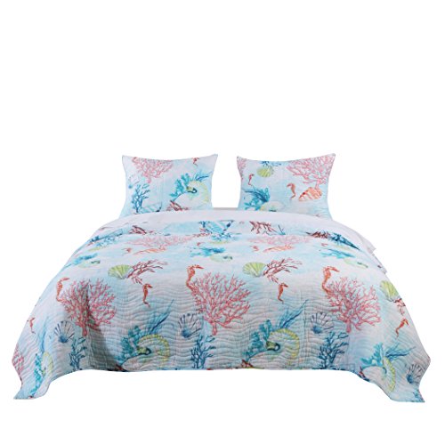 Barefoot Bungalow Sarasota Quilt Set, Twin, Multicolor,GL-1804BMST