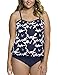 Septangle Women's Bandeau Blouson Tie Tankini Plus Size Swimwear