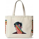 HaoHakka Canvas Tote Bag Aesthetic Vintage Cute Tote with Zipper Pockets Valentines Christmas Gifts for Women Girls