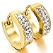 INBLUE Men's Stainless Steel Stud Hoop huggie Earrings CZ Silver Gold Tone