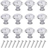 Wendy Direct 12 Pack Drawer Knobs Diamond Shaped Crystal Glass 30mm Cabinet Knobs Pull Handles