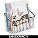 mDesign Small Metal Wire Wall Mounted Storage Organizer Basket Bin for Hanging in Kitchen, Garage, Entryway, Mudroom, Bedroom, Bathroom, Laundry Room - Unity Collection - 2 Pack - Bronze