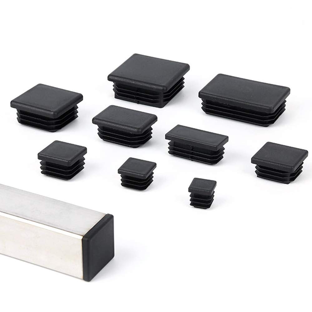 Rectangle Tube Insert Plugs Pipe Blanking End Caps - Pack of 4 - Plastic tubing end caps Plugs