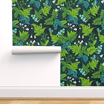 Spoonflower Peel and Stick Removable Wallpaper, Leaves & Ferns Nature