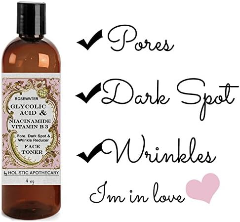 Glycolic Acid, Niacinamide Vitamin B3, skin brightening, skin balancing pore-reducing toner is a Age Spot Remover, Wrinkle Remover and Pore Reducer. Changes skin over time. 4 FL OZ