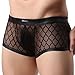 FEESHOW Men's Sheer Mesh Boxers Briefs Shorts Underwear Trunks Black Medium(Waistline:29.0-37.0