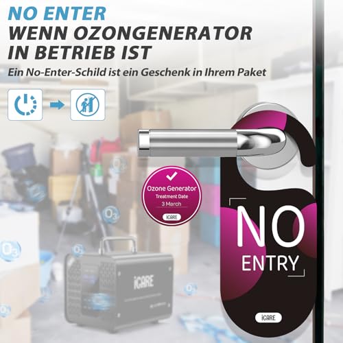 Smart Ozone Generator 60000 mg/h with 2 Modes, Digital Ozone Generator for Water and Air, Ozone Device with 120 Minute Timer for 300 ㎡ Odour Killer for Car, Smoke, Pet Odours, Kitchen Odours