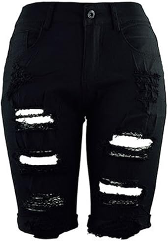 womens black distressed jean shorts