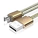 Dual USB Charging Cable,Wollony Durable 2 in 1 Magnetic Nylon Braided Lightning to USB Cable + Micro USB Cable Fast Charge Cord for iPhone iPad Android Samsung Nokia HTC LG(3.6ft,Gold)