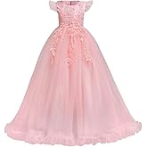 Flower Girls Maxi Dress Bridesmaid Wedding Pageant Party Princess Communion Floral Boho Vintage Lace Dance Gown