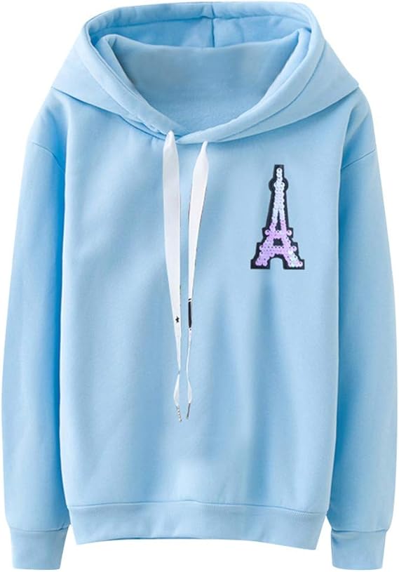 Amazon Co Jp パーカートレーナーレディーストップス 大きいサイズ プルオーバーフード付き 無地 可愛いプリント 森ガール 長袖 ウェットシャツ おしゃれシンプルカジュアルブラウス多色展開 服 ファッション小物