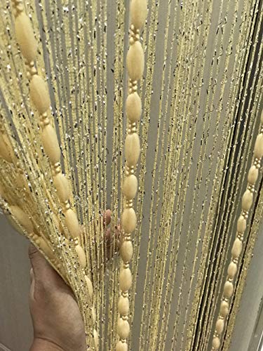 image for Eyotool Door String Curtain Flat Silver Ribbon Thread with Shaggy Tass