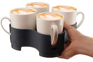 Muldale Reusable Drink Carrier 4 Cup - UK Made Drink Caddy Portable Mug Carrier - Sturdy RV Cup Organizer and Travel Coffee Tray - Spill Resistant - Perfect for Camping