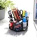 Rotating Pencil Holder, AGPTEK 7 Compartment Desktop Office Supplies Storage Organizer Caddy Rack (Black Metal)