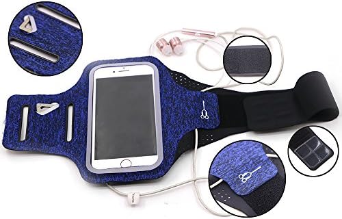 Armband for iPhone 7 6 6S Plus,Samsung Galaxy S6 S7 S8 Plus,Note 3/4/5, Water Resistant Sports Running Armband with Key and Card Holder(Fits Arm girth 10"-16")(Blue)