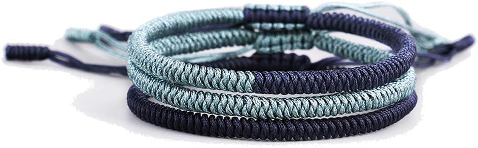 Rimobul Handmade Tibetan Buddhist Lucky Rope Bracelet - 3 Pack (Blessing)