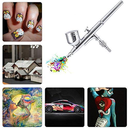 Gocheer 100-250V Profi Double Action Schwerkraft Airbrush Pistolen Set mit Mini Kompressor Airbrush Halter für Kunst Tattoo Nail Art Make-up Handwerk Kuchen Spray Modellierung Werkzeug