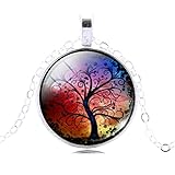 Jiayiqi Charm Silver Tree of Life Pattern Time Gem Pendant Chain Necklace for Women