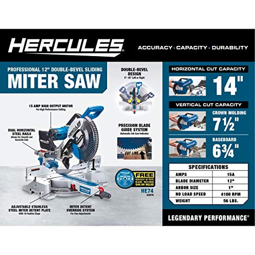 Hercules HE74 12" Professional DoubleBevel Sliding Compound Miter Saw