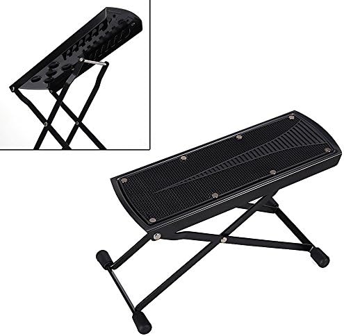 Adjustable 6-Position Height Metal Guitar Foot Rest, Sturdy Guitar Foot Stool, Guitar Support for Healthier and Comfortable Playing for Classical, Flamenco, Acoustic or Electric Guitar Players (Black)