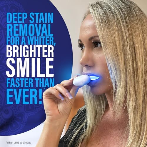 GuruNanda Teeth Whitening Kit - 8% Hydrogen Peroxide Teeth Whitening Gel Pen & Advanced Wireless LED Accelerator Light, Upto 10 Shades Whiter Teeth, Professional Dentist-Inspired System, 40 Treatments
