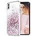 Caka iPhone Xs Max Case, iPhone Xs Max Glitter Case with Tempered Glass Screen Protector Bling Flowing Floating Luxury Glitter Sparkle Soft TPU Liquid Case for iPhone Xs Max (6.5 inch) (Rose Gold)