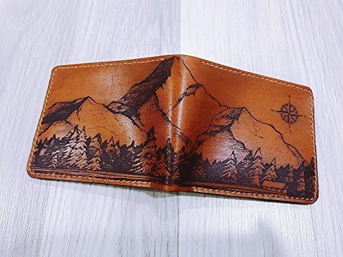 Unik4art - Mountain landscape leather men's bifold wallet, gift for dad, present husband anniversary - 3LE