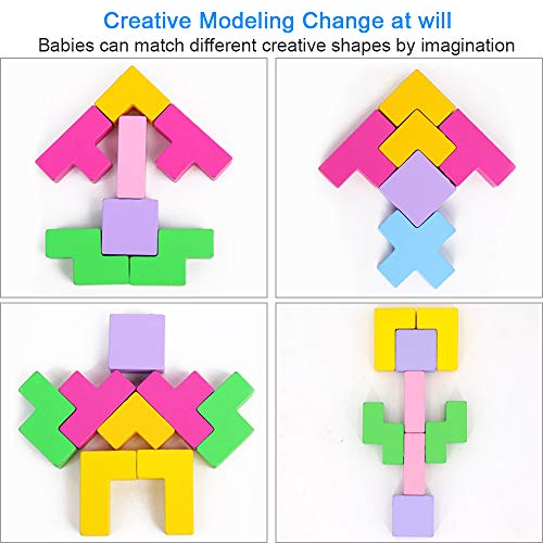 Sealive 21PC Wooden Stacking Blocks Balancing Game - Tetris Puzzle Balancing Toys for Kids Montessori Educational Toys Wood for Kids Stacking Toys for 3 Year Old - Sorting Blocks for Preschool Kids - Thumbnail 5