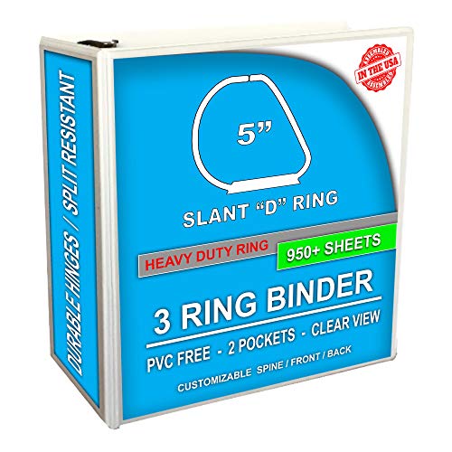 3 Ring Binder, Professional Angle D Ring Binder 5 Inch, Presentation Folder for Standard Pages 8.5 x 11 with Pockets, Crystal Clear View White (1 Pack) - Thumbnail 7