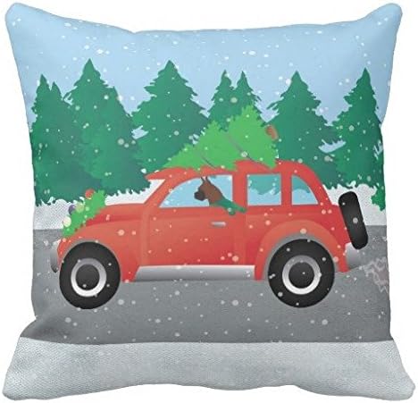 Boxer Dog Driving A Car Christmas Tree On Top Throw Pillow Case New Style