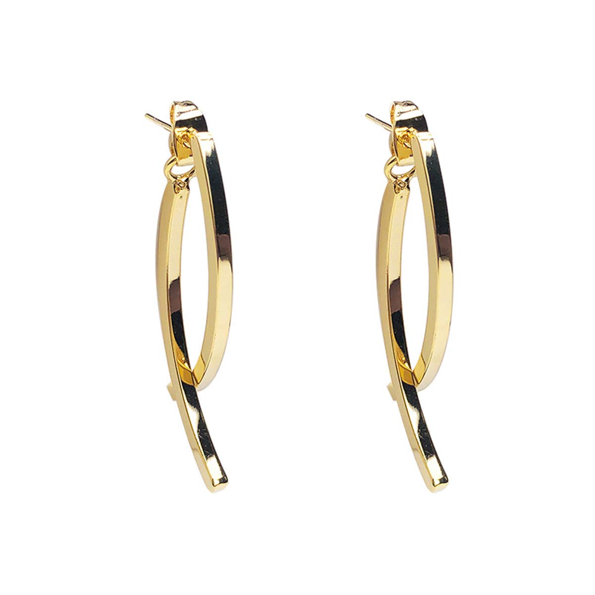 Gold Bar Dangle Earrings 14K Gold Plated Dainty Stud Earrings for Women, 14K Gold Plated, Bar Dangle Earrings (A-Gold)