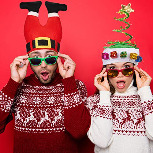 Syhood 6 Pieces Christmas Santa Hat Funny Novelty Christmas Tree Cap for Adults New Year Xmas Carnival Party Costume Accessories Props