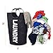 ESHOW Folding 600D Thicken Oxford Clothes Storage Laundry Bag with Alloy Handles Foldable Laundry Basket Laundry Hampers for College Students(Black)