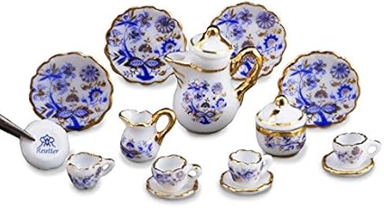 Amazon.com: Casa de muñecas en miniatura azul cebolla juego de café/4 por  Reutter Porzellan – porcelana: Toys & Games