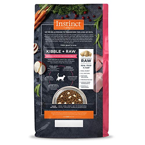INSTINCT RAW BOOST INDOOR HEALTH, NATURAL DRY CAT FOOD WITH FREEZE DRIED PIECES, GRAIN FREE RECIPE – REAL RABBIT, 4.5 LB. BAG