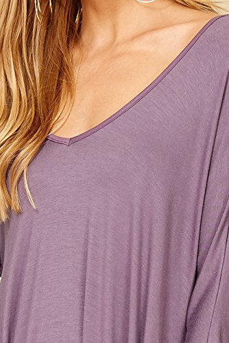 Annabelle Women's Long Sleeve Comfy Harem Jumpsuit Romper with Pockets Purplish XXX-Large J8002X - Thumbnail 3