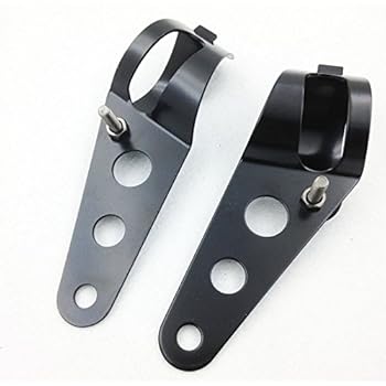 HTTMT MT299-005-BK Black Side Mount Headlight Brackets Clamps Compatible with 28mm-38mm Fork Tubes