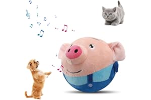 Kruggo Active Moving Pet Plush Toy, 2024 New Interactive Dog Toys Talking Squeaky Moving Ball Toy, Washable Cartoon Pig Plush Sound Electronic Dog Toy, Cute Shake Bounce Toys for Dog Cats