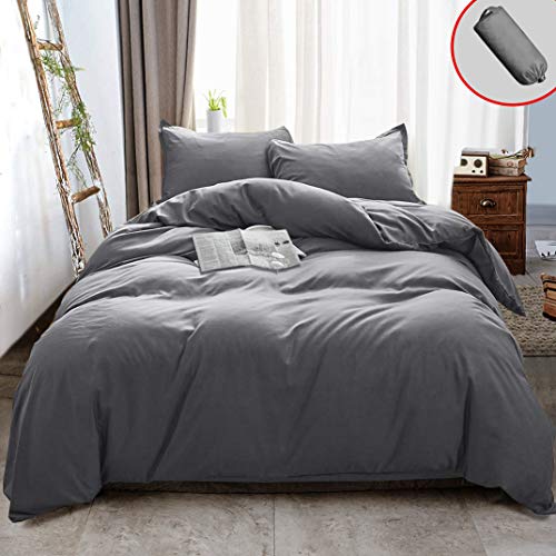 Vailge 3 Pieces Ultra Soft Duvet Cover Set with Zipper Closure, 100% 120gsm Microfiber Quality Premium Duvet Cover, Light Weight & Easy Care Bedding Duvet Cover (Grey,California King)