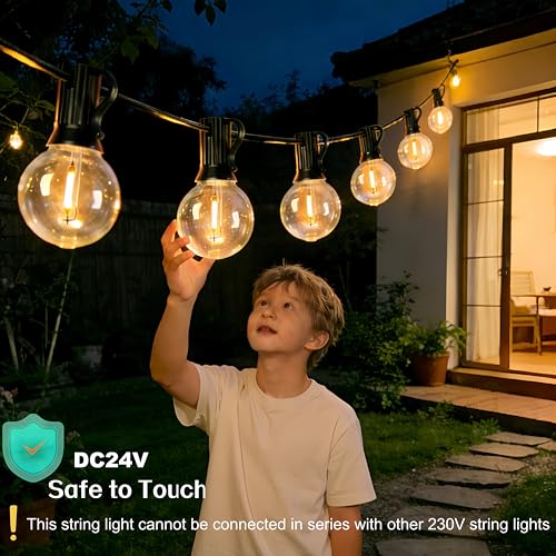LaPitio Guirnalda Luces Exterior Impermeables con Bombillas Irrompibles | 60M, 100+4 Bombillas, Conectable, 2500K Blanco Cálido, para Fiestas de Cumpleaños, Bodas, Terrazas, Jardines Medianos