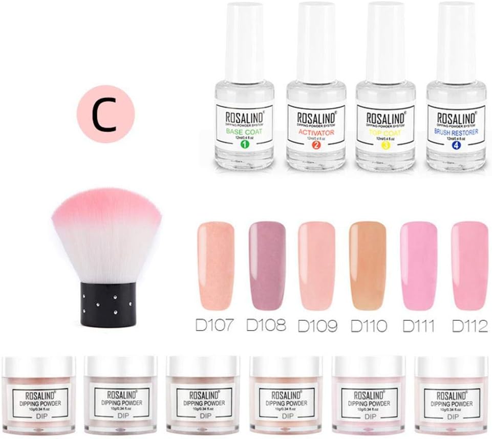Lightcolor Dip Nail Powder with 6 Colors Glitter，Dip Powder System Starter Nail Kit Dipping System，dip Powder Nail Kit for French Nail Manicure Nail Art Set Essential Kit