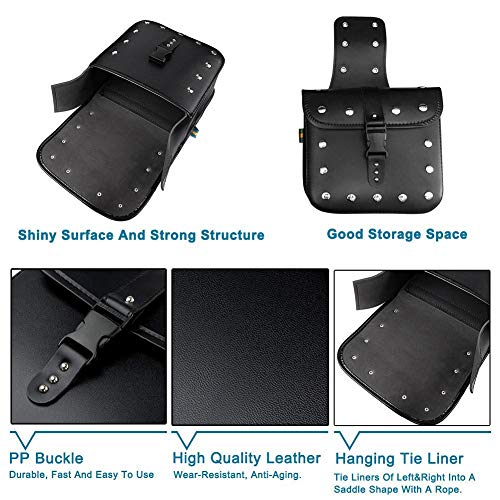 Fancystar 1 Pair Motorcycle Saddle Bags Pannier Bag Waterproof PU Leather Side Bag for Harley Sportster Softail Honda Suzuki Yamaha Cruiser - Thumbnail 4