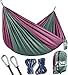 Foxelli Camping Hammock - Lightweight Portable Hammock, Easy Setup with Tree-Friendly Ropes & Steel Carabiners, Heavy Duty Parachute Nylon for Indoors and Outdoors