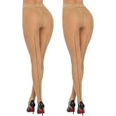 MANZI Sheer Backseam Tights Seamed Nylon Pantyhose for Women 20 Denier