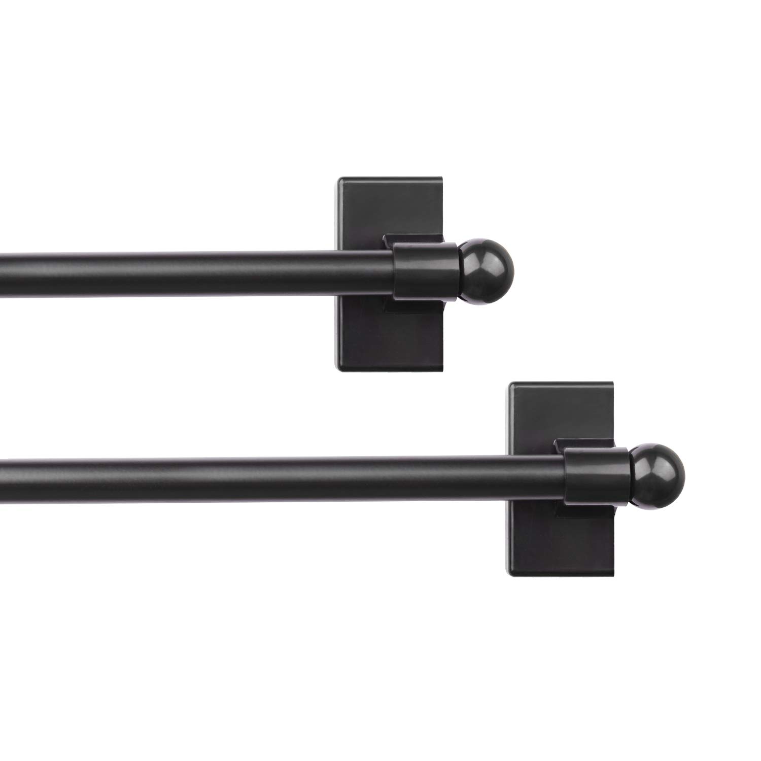 Black, 16-28 Inch, Easy Installation, Multi-Use Extendable Magnetic Curtain Pole , Café rod, Adjustable Towel Bar, 2 Pack. Appliances for Iron and Steel Place.