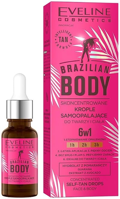 EVELINE COSMETICS Self-Tanning Drops Face Body Natural Tan No Streaks 18ml
